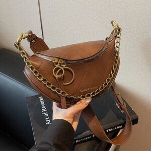 Y2K Gold Chain Studded Sling Bag